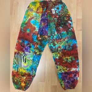Tie Dye Patchwork Boho Hippie Unisex Festival One Size Pants